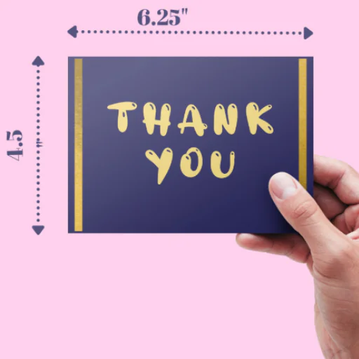 Thank You Card Printable – Navy Blue & Gold Business Card (4.5x6.25) Elegant Branding Insert
